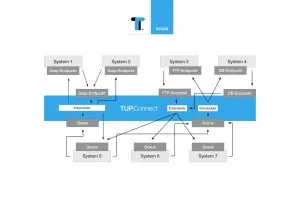 TUP.Connect unterstützt unterschiedliche Internet-Protokolle für die Kommunikation.