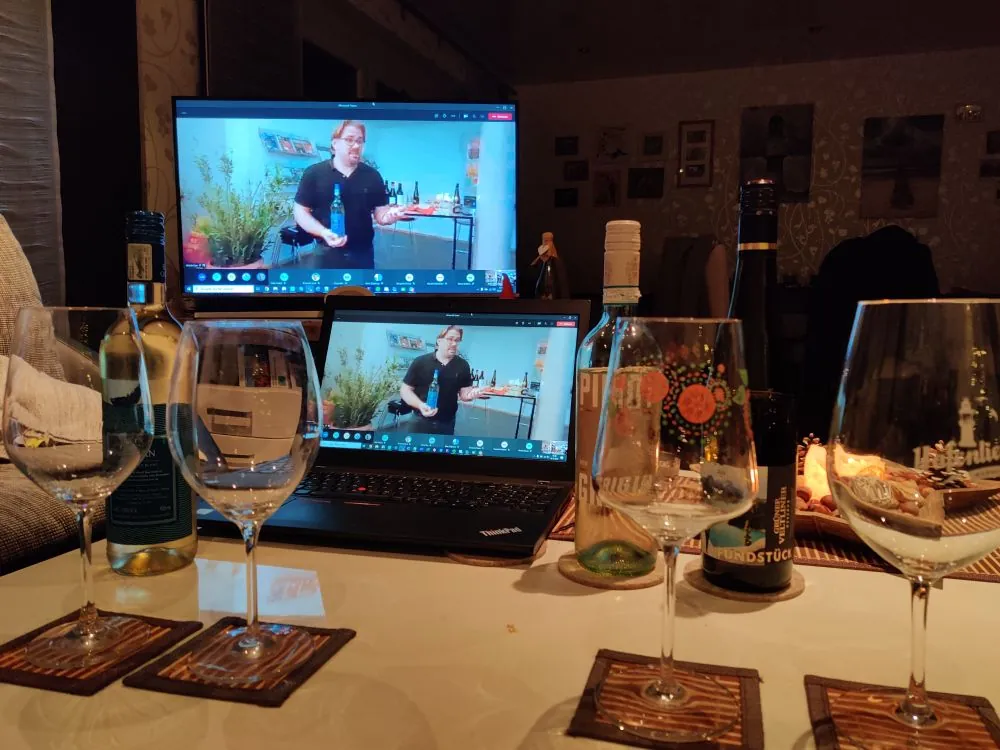 TUP-Weinprobe Simon Thomas 2020 Ansicht eines Laptops