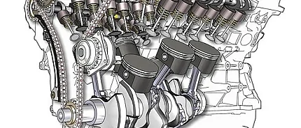 Ein Verbrennungsmotor nutzt eine Zündung um ein Kraftstoff-Luft-Gemisch in mechanische Energie umzuwandeln.